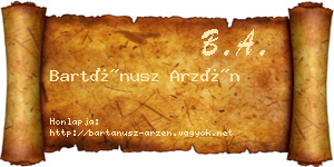 Bartánusz Arzén névjegykártya